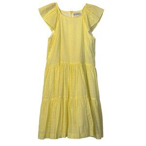 Maria Casero Girls Yellow Swiss Dot Tiered Cotton Dress 14 Vacation Beach Preppy
